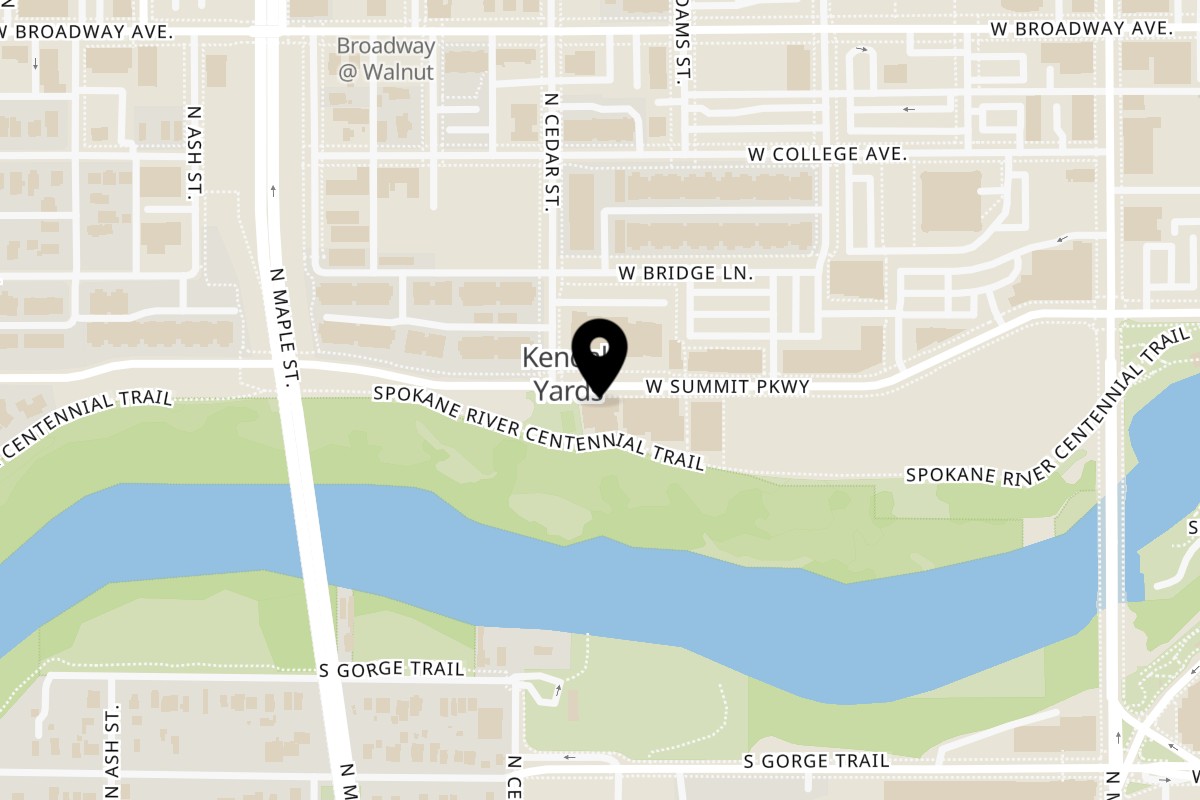 Map showing the location of Versalia Pizza Kendall Yards on 1333 W Summit Pkwy in Spokane